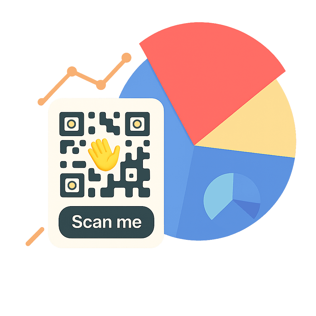 Dashboard showing dynamic QR code analytics with scan statistics by time, location, and device for marketing insights using Qroid